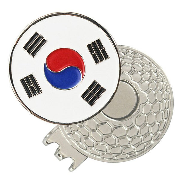 PINMEI Golf Ball Marks with Magnetic Golf Hat Clips Country Flag Golf Makrers(USA eagle Korea Japan UK flag markers) Size 1 inch