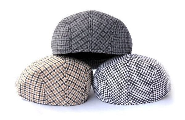 Cool Men Tweed Flat Herringbone Country Peak Hat Farmer Golf Retro Cap