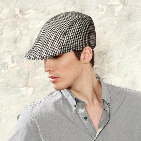 Simple Houndstooth Pattern Outdoor Warm Golf Beret Golf Hat For Men & Women